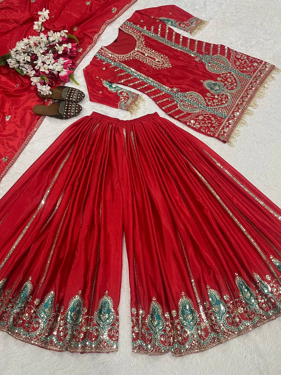 The Sovereign Crimson Sharara Set